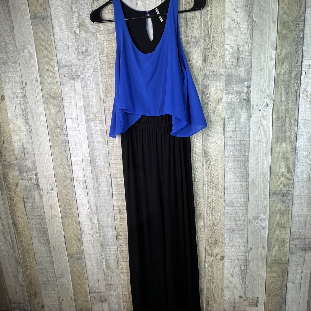 Tresics Size Small Black & Blue Racerback Maxi Dress